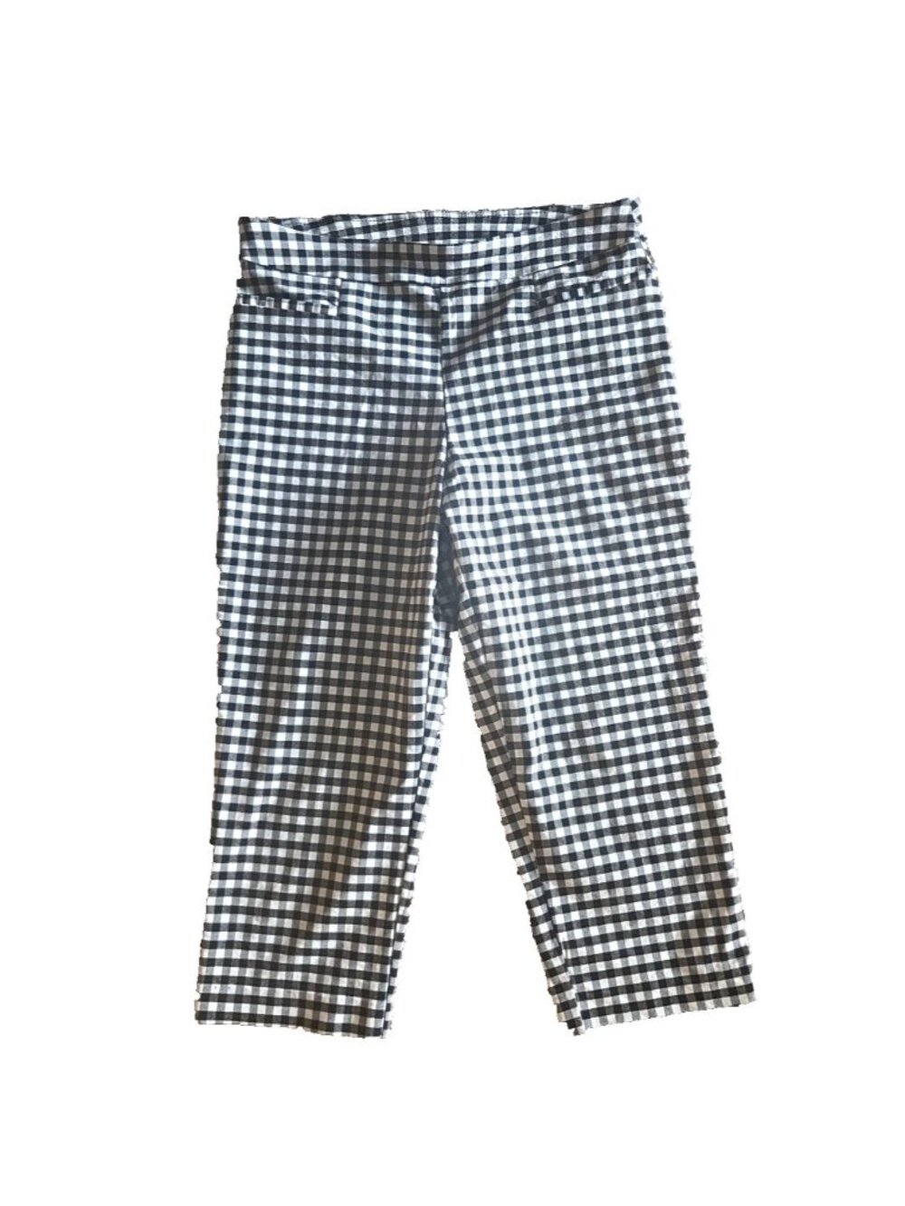Time & Tru Capri Pants Black & White Check Gingham Plaid Size Medium 8-10